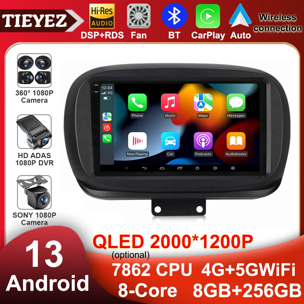 

Android 13 QLED Touchscreen Navigation AutoRadio For Fiat 500X 2014 - 2020 Car Radio Multimedia GPS Track Carplay No 2Din DVD