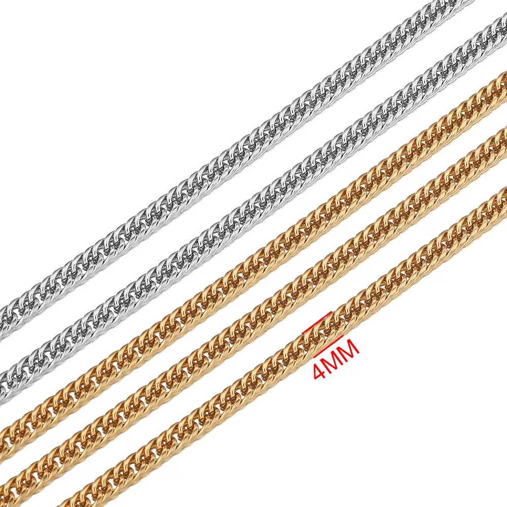 1 Meter Width 4mm Stainless Steel Plated Gold Chain NK  Waist Chain for Women Bracelet  Jewlery Making Supplies Wholesale Items