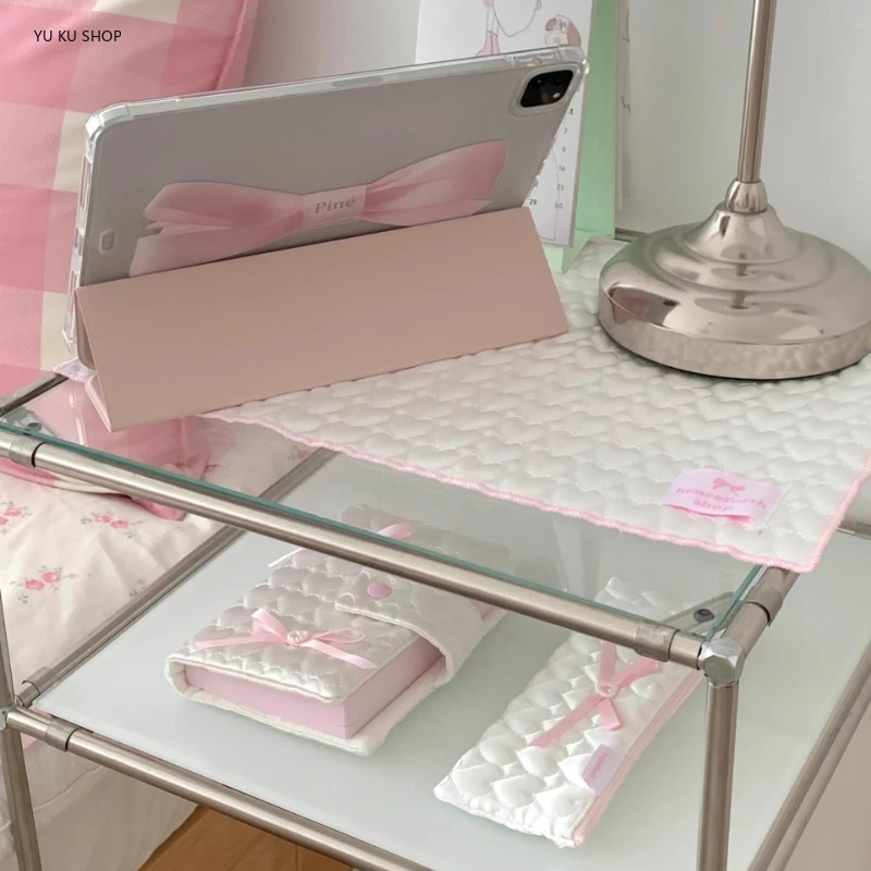 Quilted Love Placema Kawaii Kitchen Table Mat Tabletop Decorative Background Mat Korean Satin Girly Style Coffee Table Decor