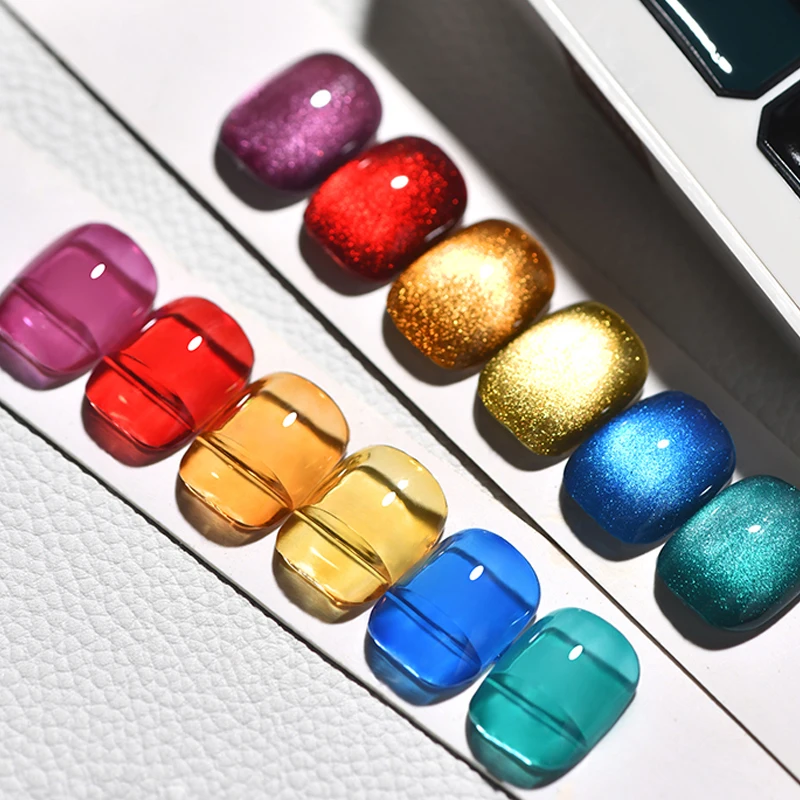 CHUNSHU 10ml White Water Light Magnetic Gel Polish Match With Color-Translucent Top Coat Ultra Shiny Crystal Cat Eye Nail Vanish