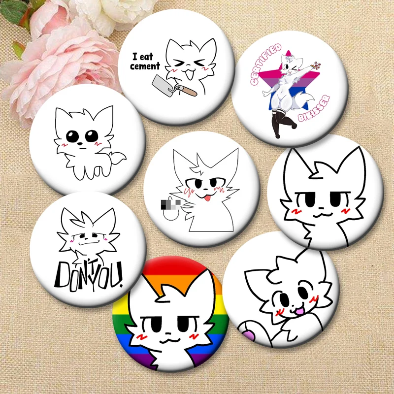 Exquisite Round Pins Boykisser Silly Cat Car Funny Meme Badge Cute Creative Cats Brooches for Backpack Accessories Jewelry Gifts