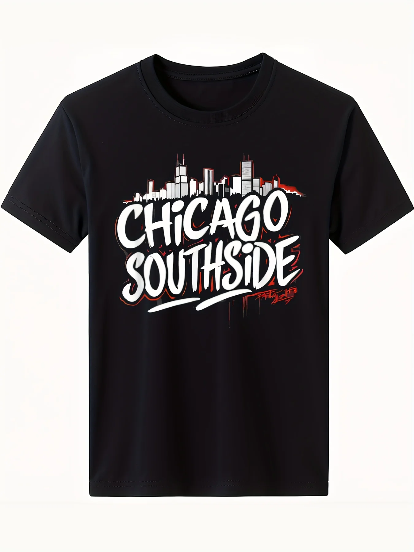 

Логотип chicago Southside на черном фоне Футболка в подарок к празднику — ультрамягкая черная футболка с круглым вырезом, повседневная спортивная одежда