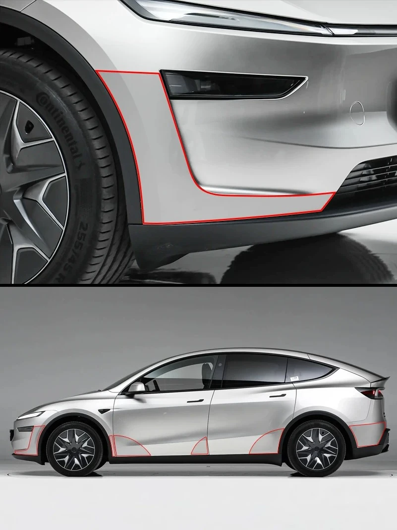 Kratzfeste Klarsichtfolie für Tesla Model Y Juniper 6-Sitzer Model YL Autotürkanten & Stoßfänger Lackschutzfolie (PPF) ClearTPU – Detail 4
