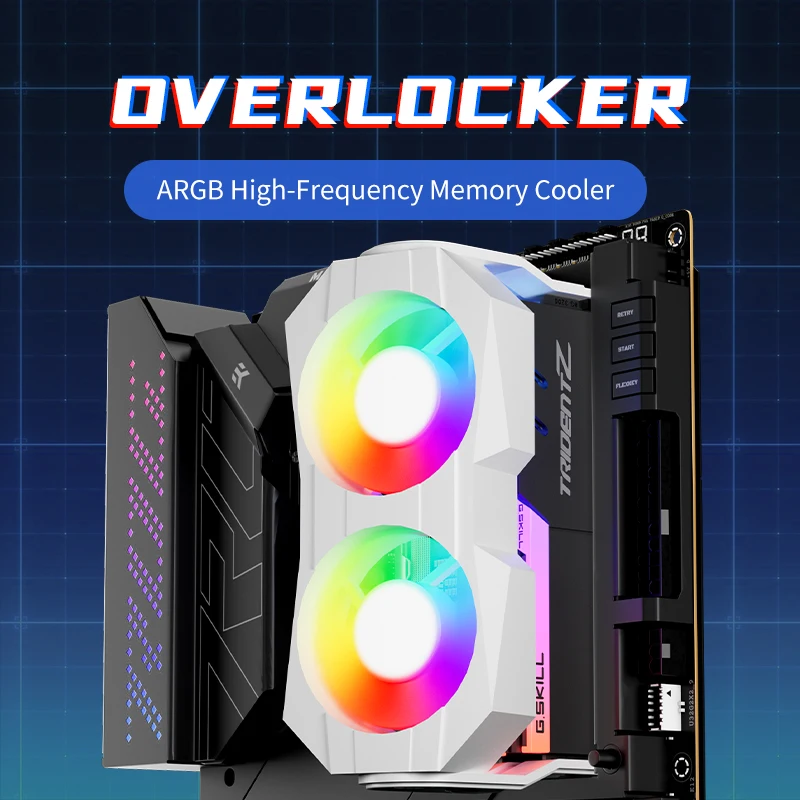 

Power Train Z-X5 Memory Cooler DDR4 DDR5 Bracket RAM Heatsink Cooler 4Pin PWM 5V 3Pin ARGB PC Memory Cooling Radiator Dual Fan