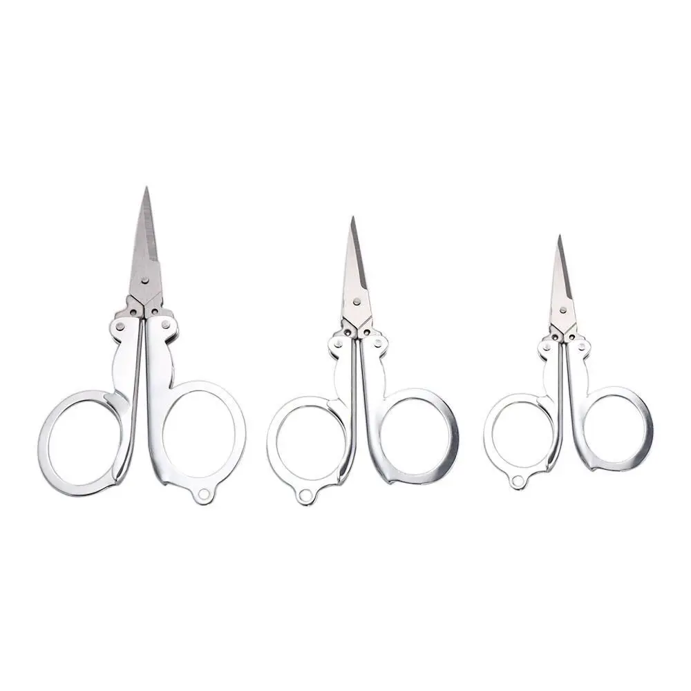 Stainless Steel Foldable Scissors New Mini Compact Pocket Scissor Silver Craft Scissor Travel