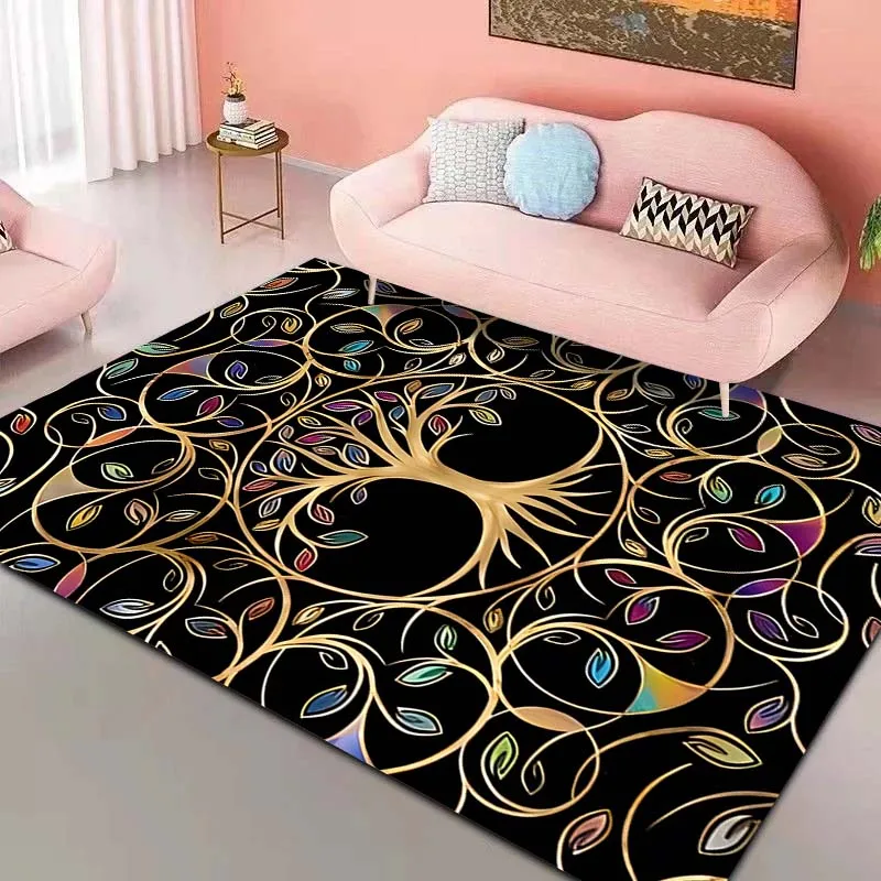 

15 Sizes V-Viking Tree of Life Pattern Carpet for Bedroom Floor Mat Decor Living Room Carpet Bathroom Anti-slip Rugs Home Decor