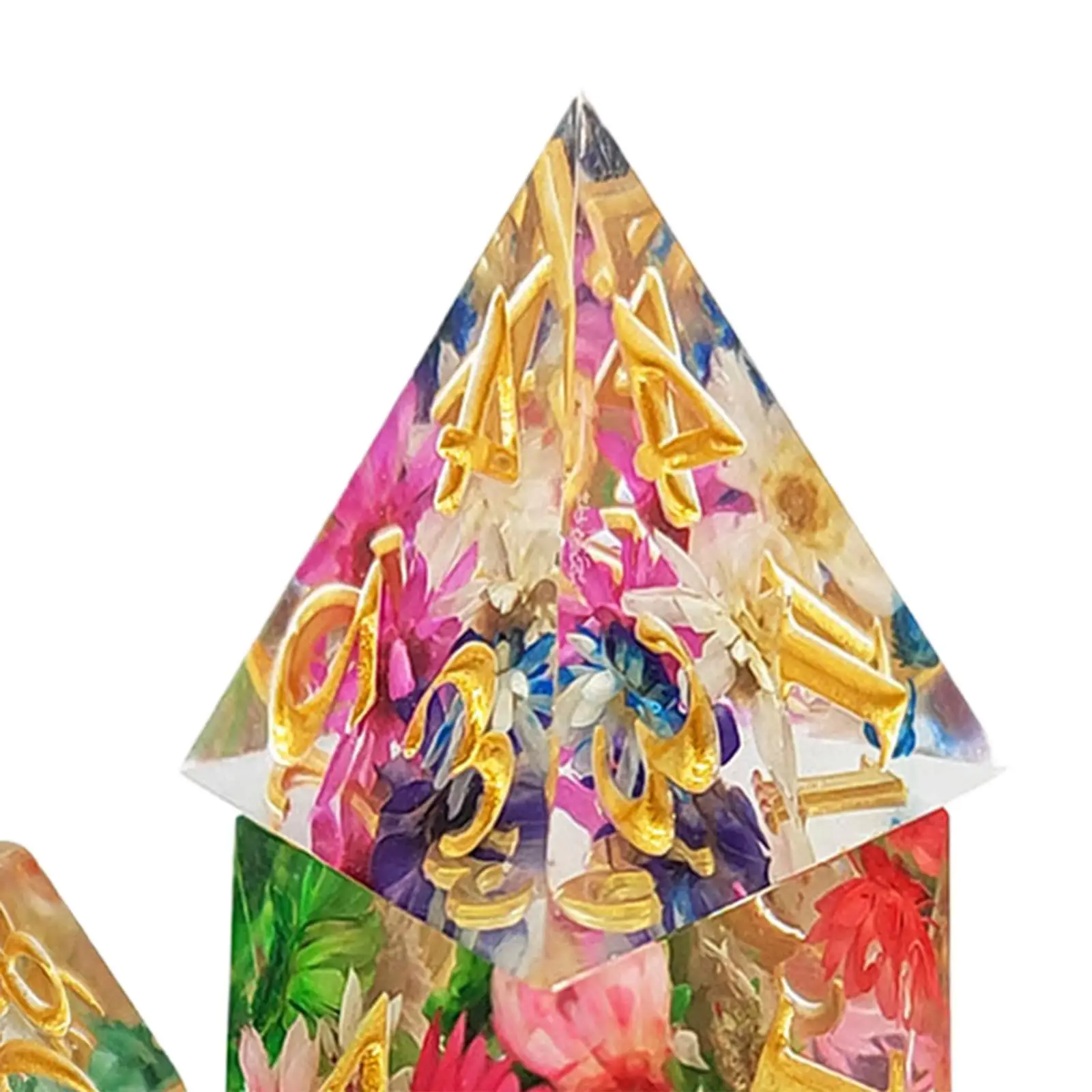 

Acrylic Polyhedral Dices Set Entertainment Toy Transparent Flower Math Teaching D8 D10 D12 D20 Game Dices for Table Games KTV