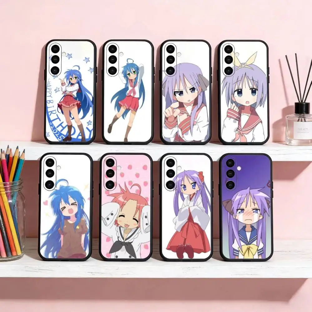

Kawaii Anime L-Lucky Stars Phone Case For Samsung Galaxy A13,21s,22,31,32,52,53,71,72,73,Soft Black Cover