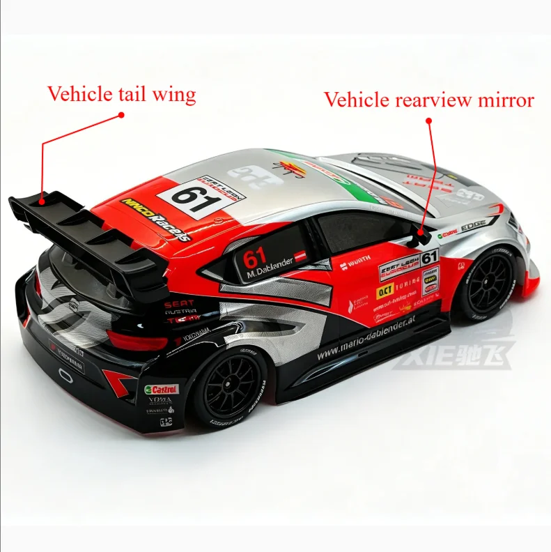 1/10 WRC RC Drift Rally Car PVC Body Shell Rear Wing & Mirror For MJX 10303/PTG/Tamiya TT01/TT02 Racing Replacement Spare Parts
