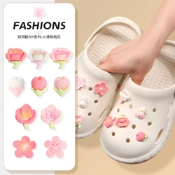 10 PCS Romantic Cherry Blossoms Shoe Charms for Crocs DIY All-match Detachable Shoes Buckle Decoration Accessories Gifts