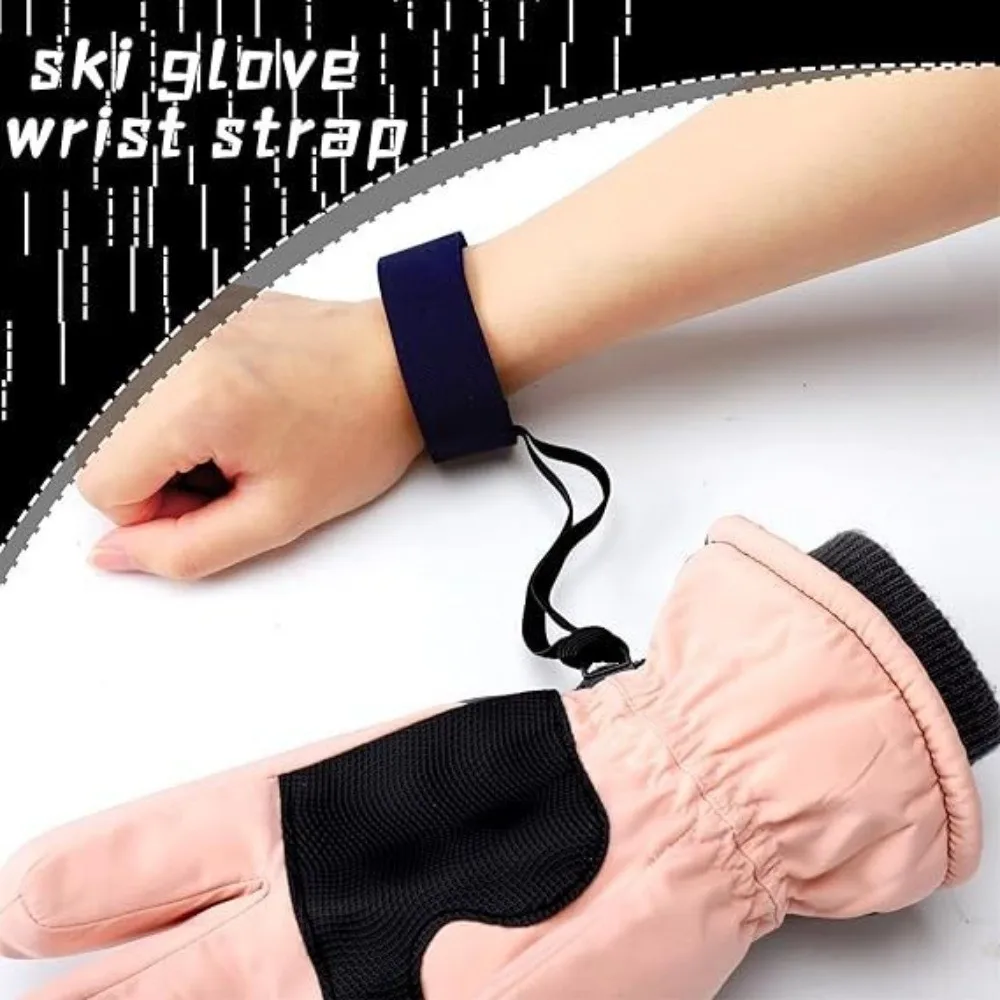 Wristband Holder Elastic Wrist Straps Adjustable Durable Glove Straps Nylon Material Metal Button Glove Safety Strap For Ski