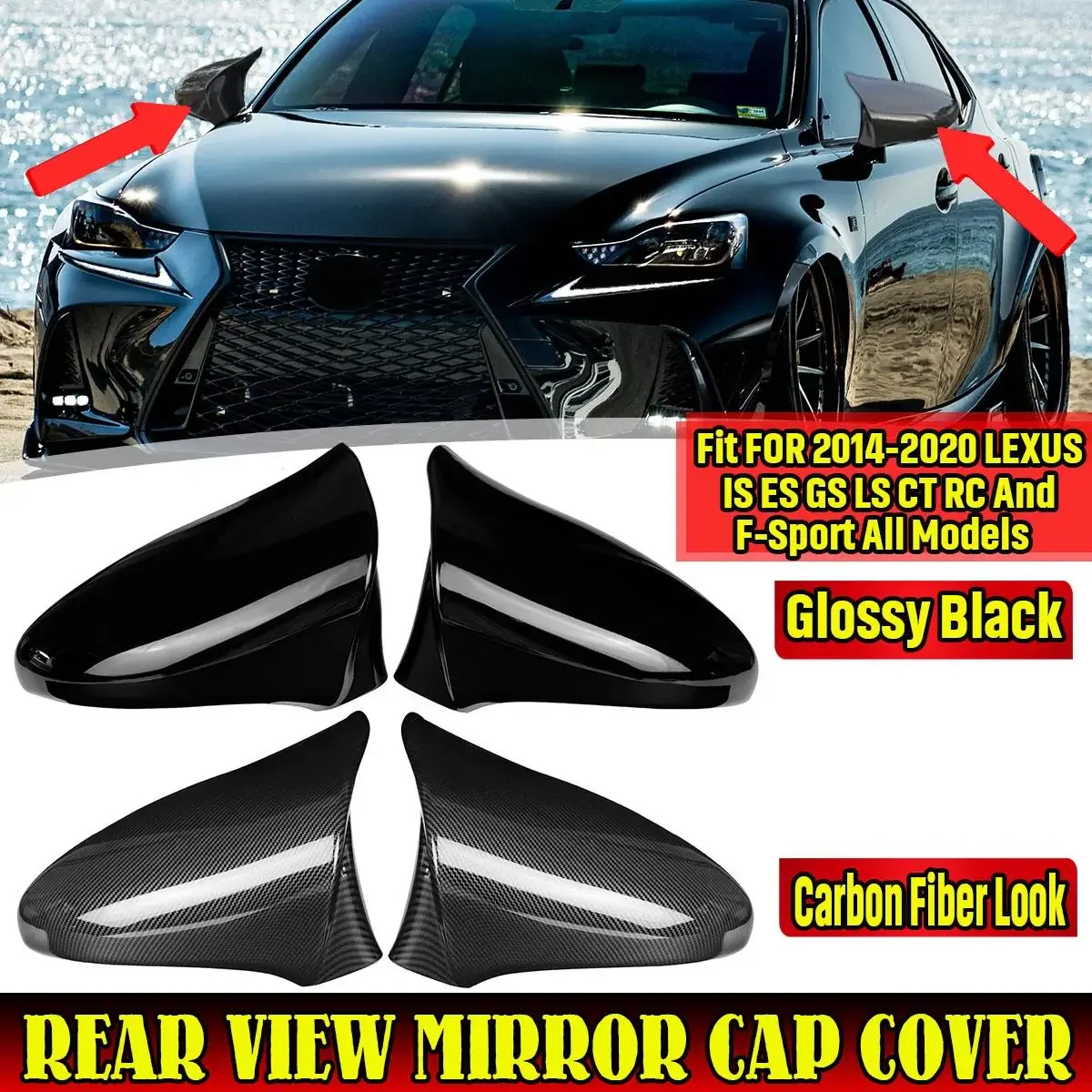 M Style Rear View Mirror Cover Side Mirror Shell For LEXUS IS ES GS LS CT RC F-Sport LHD 2014-2020 Rearview Mirror Cover Cap