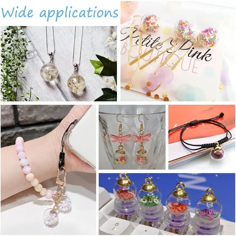 30pcs 16mm Mini Clear Glass Globe Bottle Mini Clear Ornaments Wish Glass Ball Bottles Hanging Fillable Ball Vial Charm
