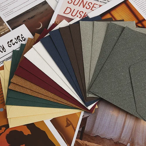 Imagen 1 del producto Juego de sobres con textura de lino, papel de lino occidental Retro para letras/invitados, juego de papelería Retro, 10 Uds.