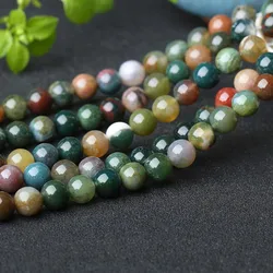 Natural Indian Agate Beads Spacer for Jewelry Making Bracelet DIY Accessories 4 6 8 10MM