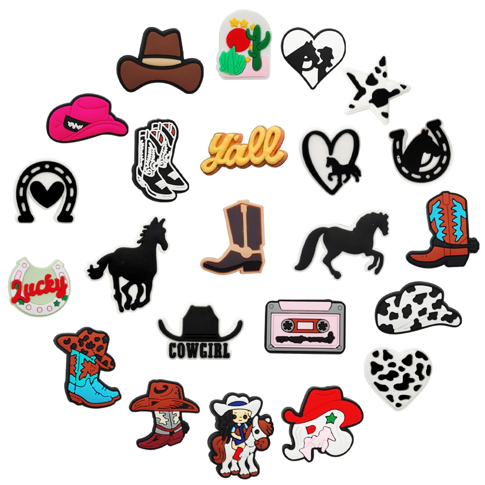 23Pcs Cow Girl Series Shoe Charms For Sandals,Shoe Decorations Accessories Premium Quality Shoe Pins Great Gift Men Women