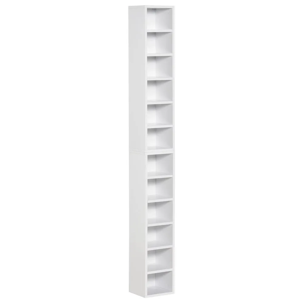 

HOMCOM Bookcase CD Rack Shelf Set of 2 with 12 Shelves in Wood, 21x19.2x88.3 Cm, White