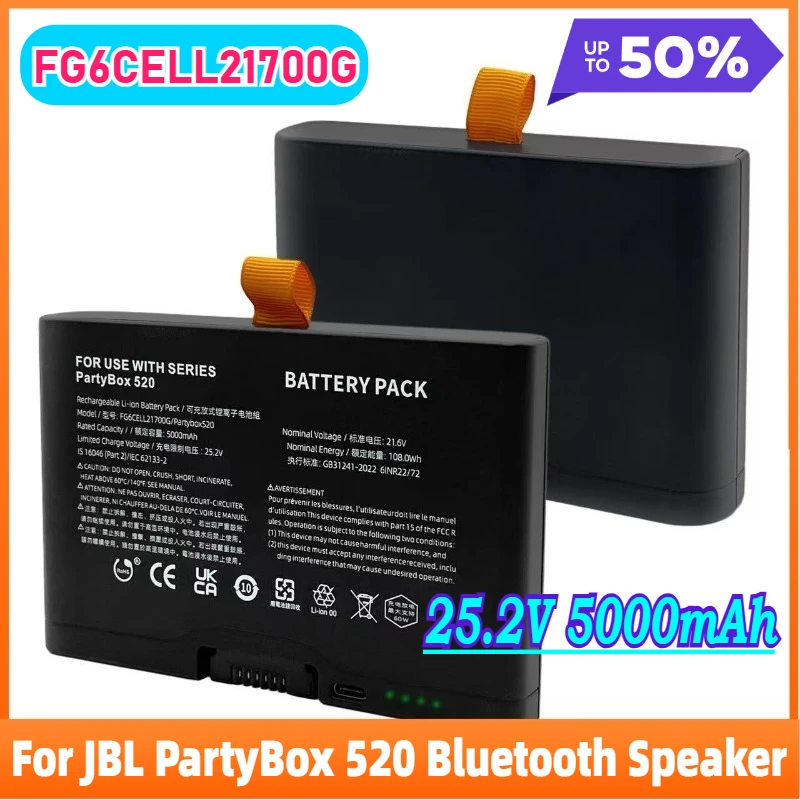 

Bluetooth Speaker Battery 25.2V 5000mAh FG6CELL21700G for JBL PartyBox 520 Bluetooth Speaker