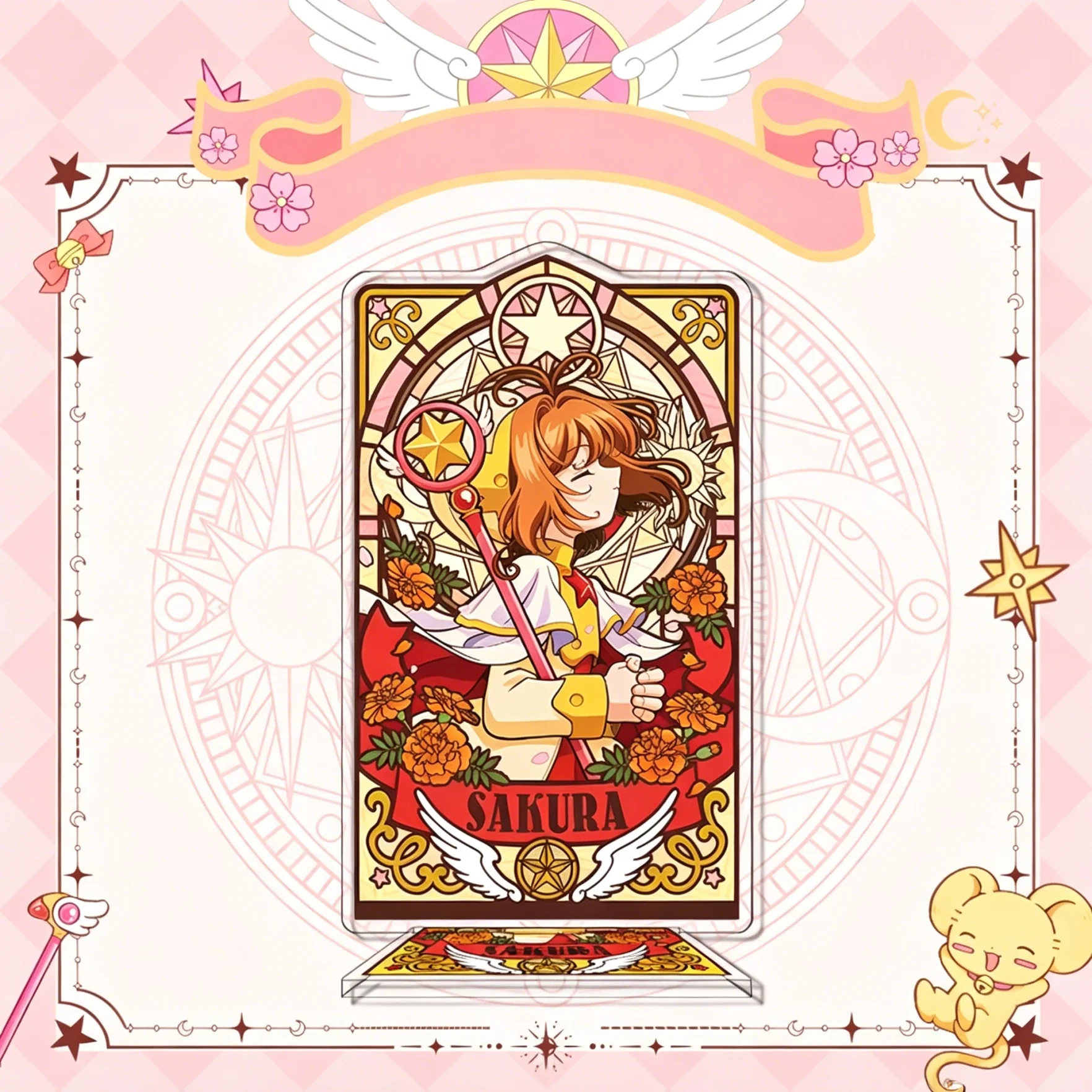 16Cm Japanese Cartoon Card Captor Kinomoto Sakura Acrylic Laminated Anime Standing Card Desktop Decoration Collecting Toys Gift view 3