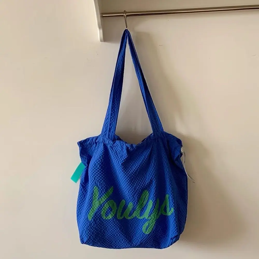 

Canvas Drawstring Tote Bag Large Capacity Korean Style Nylon Shoulder Bag Shopping Bag Beach Bag Letter Printed Handbag Work