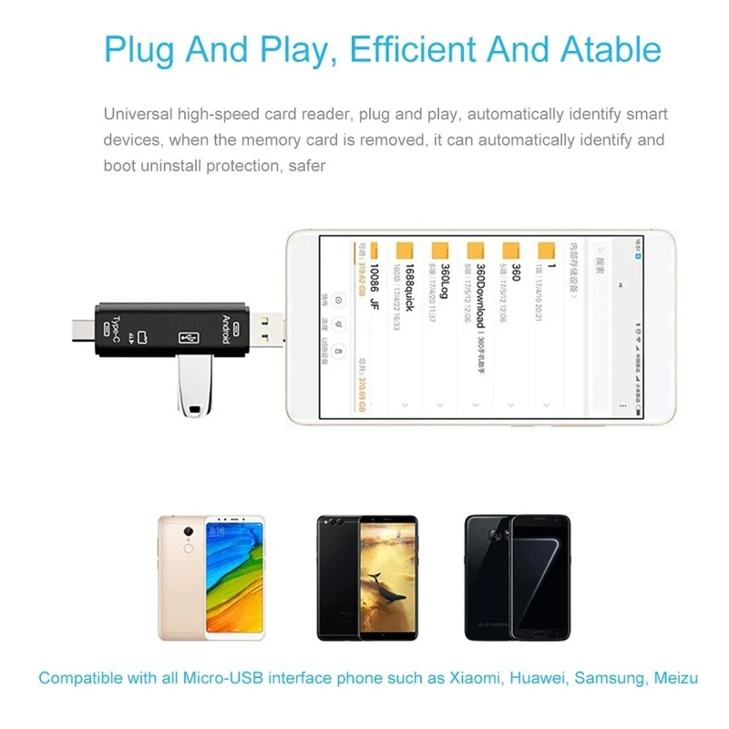 Multifunktionale 5-in-1 USB / Typ C / Micro USB OTG Kartenleser für Android Telefon/computer/Universal Tf-karte/U-Stick