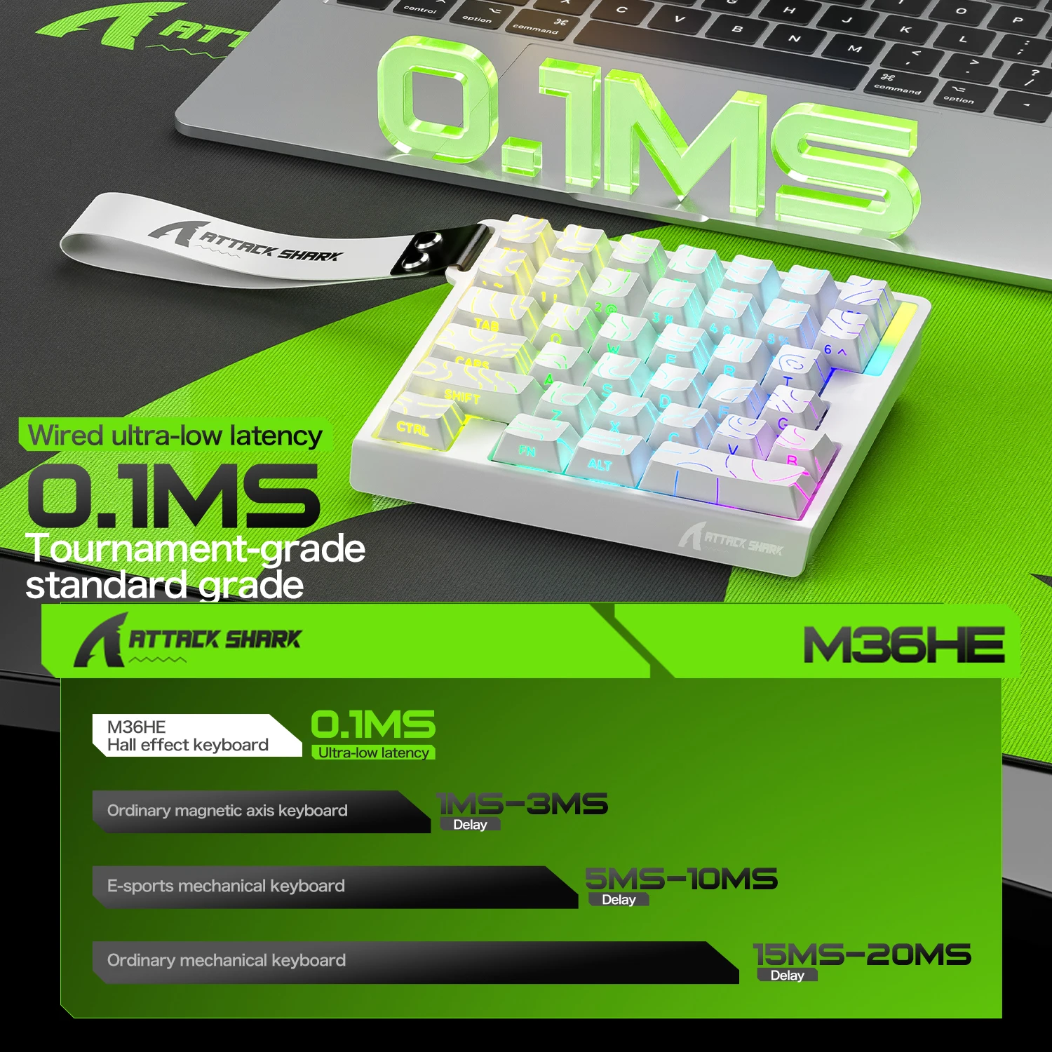 ATTACK SHARK M36HE 36-Key One- - огляд і ціна Gaming Keyboard Hall Effect Switches