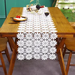White Lace Table Runner for Tablecloth Fall Dining Daisy Table Runners Tea Coffee Table Brunch Buffet Wedding Party Table Linens