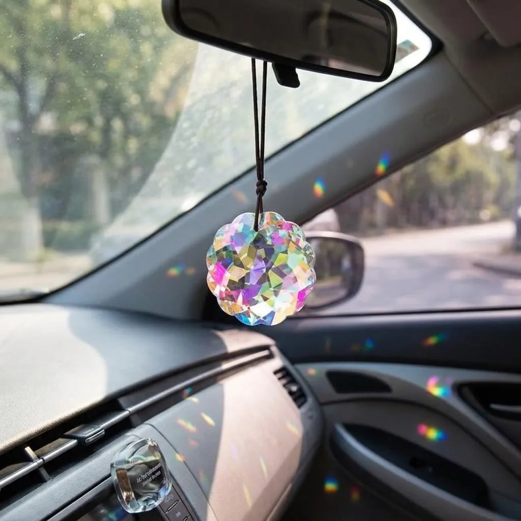 1pc Colorful Crystal Sun Catcher Rainbow Maker Prism with Hanging Chain Perfect for Thanksgiving Home Decoration Decor