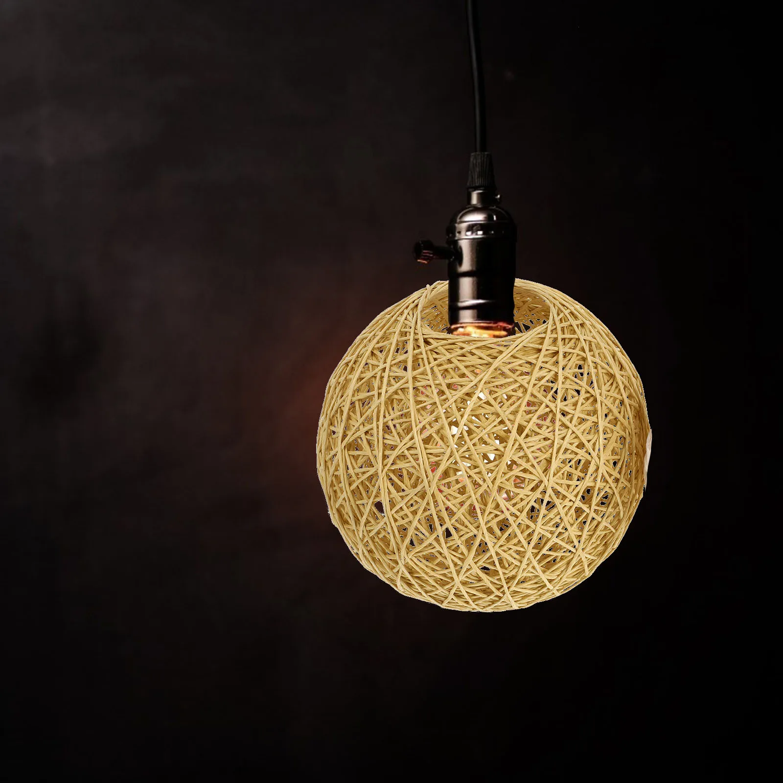 

2Pcs Lampshade Weaving Craft Paper Rope Cover Simple Style Bedroom Decor DIY nament Lattice Ceiling Lighting Attachment