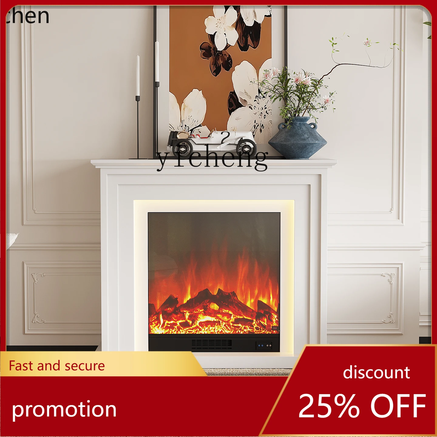 

HXL fireplace decorative cabinet simulation flame electronic heating household fireplace rack living room porch cabinet