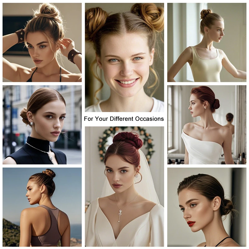Human Hair Buns Updo Chignon Natural Ponytail Hairpiece Flexible Elastic Band Donut Real Hair Extensions Daily USE