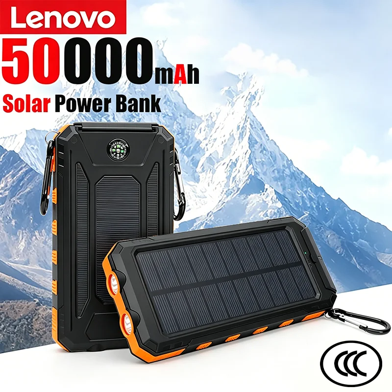 50000 mAh Solar Power Bank Hohe Kapazität Powerbank Schnelle Aufladung Tragbare Batterie mit Taschenlampe für iPhone Samsung Huawei