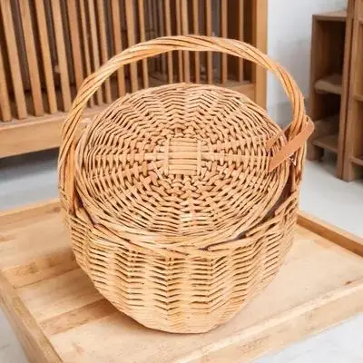 

Woven Flower Basket for Girls 1pc Handheld Wicker Picnic Basket Decorative Portable Fruit Vegetable Weaving Storage Basket