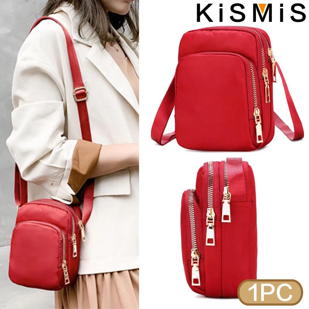 KISMIS Portable Women's Crossbody Bag - Fashionable Simplicity Nylon Mobile Phone and Change Shoulder Bag