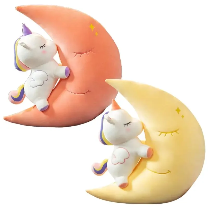 60cm Lovely Moon Unicorn Plush Toy Cute Stuffed Animal Doll Creative Soft Pillow Kawaii Room Decor Christmas Gifts for Children