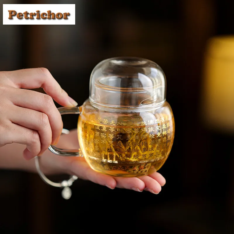 

300 мл чайник из боросиликатного стекла с сутрой сердца, чайник ручной работы, чайник, чайник с фильтром, украшение для сервизов чая