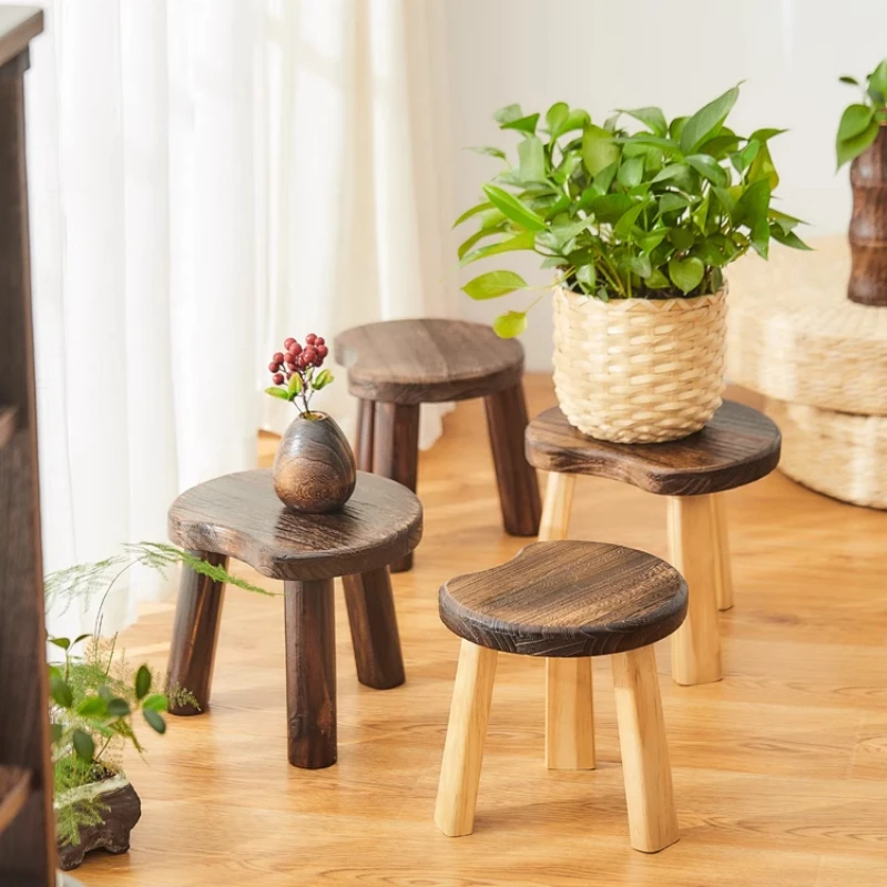 Multifunctional Balcony Flower Stool Flower Stand Solid Wood Small Stool Low Stool Household Children's Wooden Bench