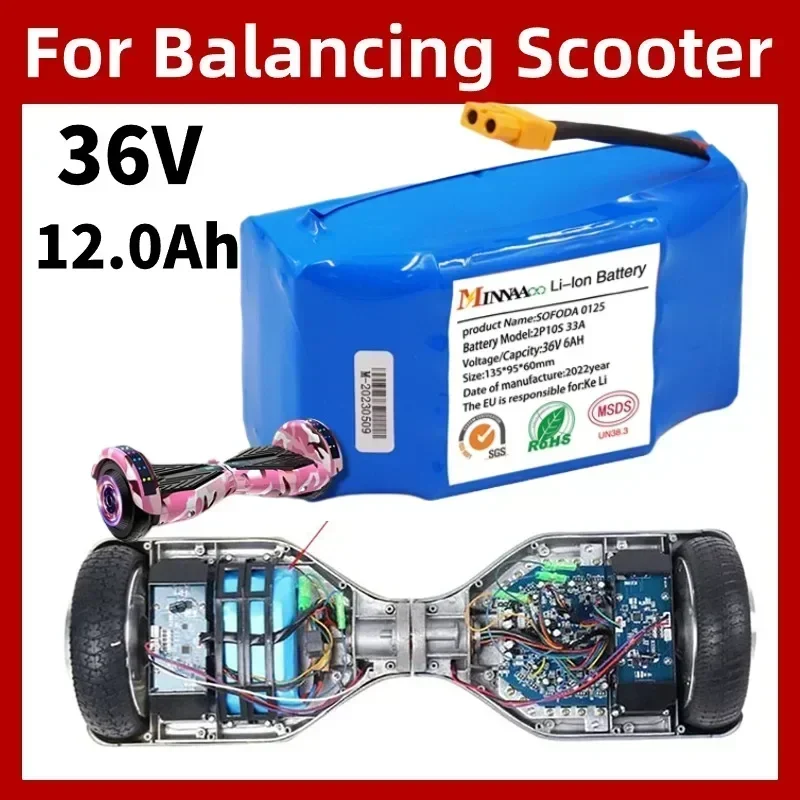 36V 12.0Ah 10s2p Lithium Rechargeable Battery,True for Electric Self-balancing Scooter HoverBoard Unicycle, Exceptional Battery