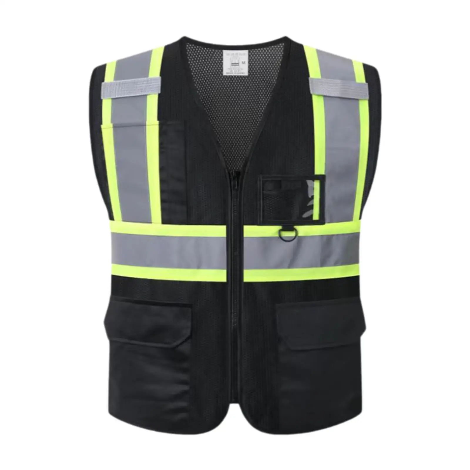 Reflective Safe Vest High Visibility Workwear with Zipper Work Clothing for Running Biking Dog Walking Traffic Construction