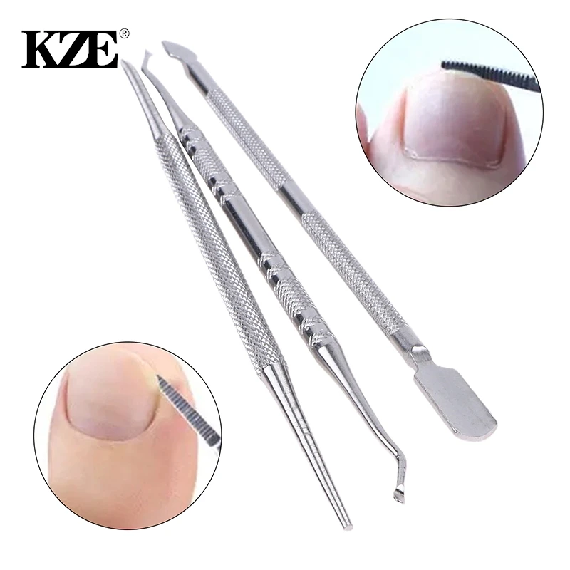 3*Stainless Steel Ingrown Toe Correction Nail Files Double Ended Paronychia Toenail Care Manicure Pedicure Nail Clean Foot Tool