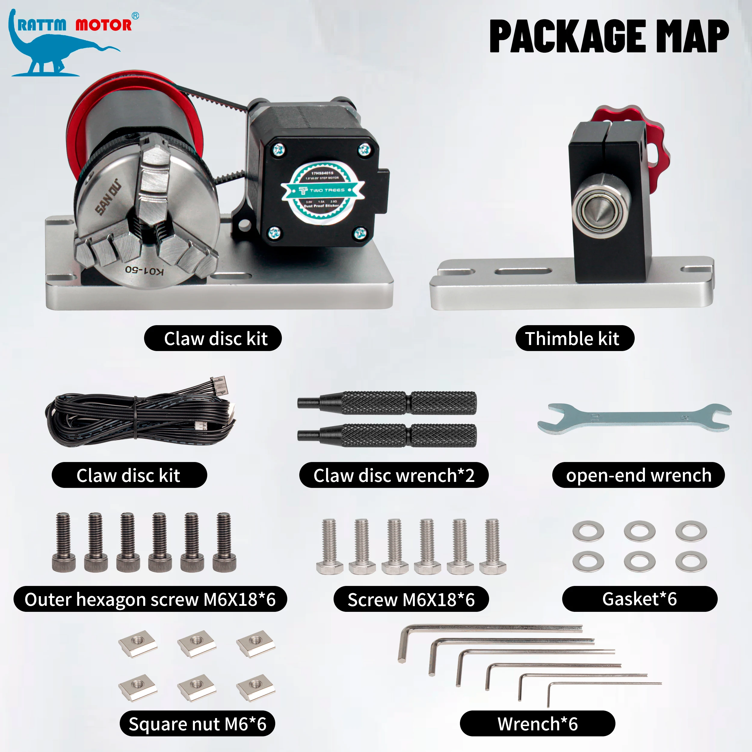 CNC Fourth 4th A Rotary axis With 3 Jaws Chuck +Tailstock For CNC 3018 Pro MAX 4030Pro 3020 plus Engraving Router Machine view 2