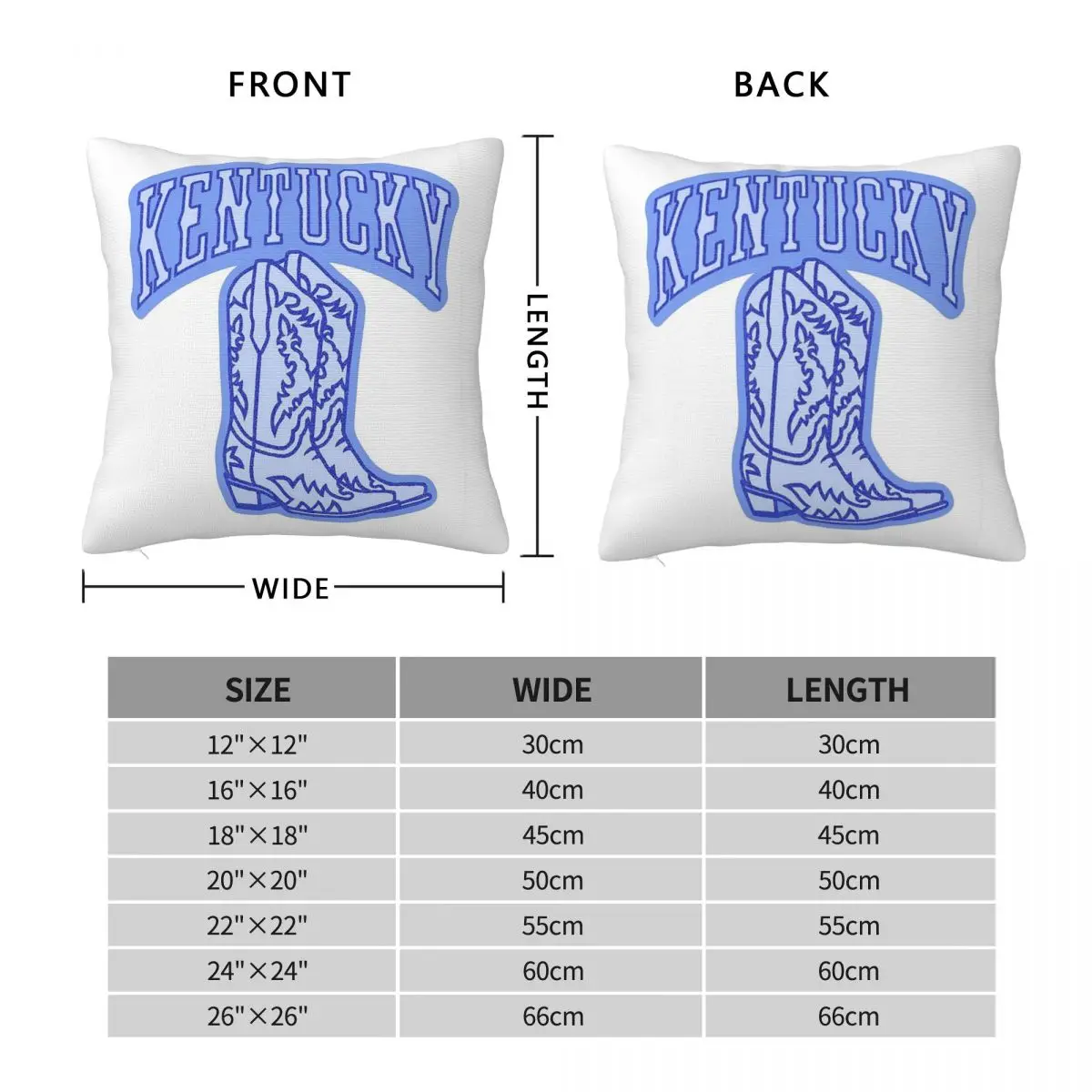 Kentucky Blue Boots Square Pillowcase Pillow Cover Polyester Cushion Decor Comfort Throw Pillow for Home Sofa