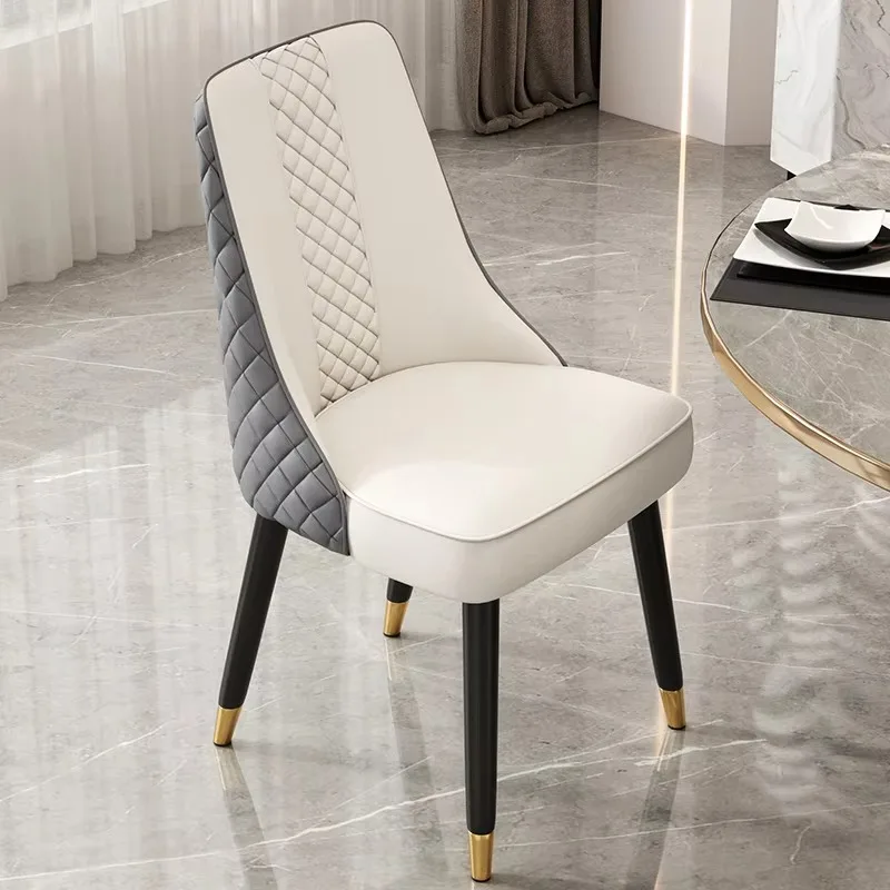2025 Modern Luxury Dining Chair High Back Simple Iron Art Wooden Table for Home Hotel Restaurant Leather Chair