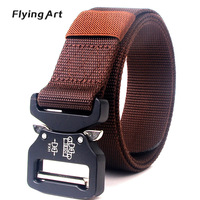 3.8cm Nylon Military Tactical Men Belts Webbing Canvas Outdoor Web Cobra Belt Metal Buckle Special Forces Training Sports Belts