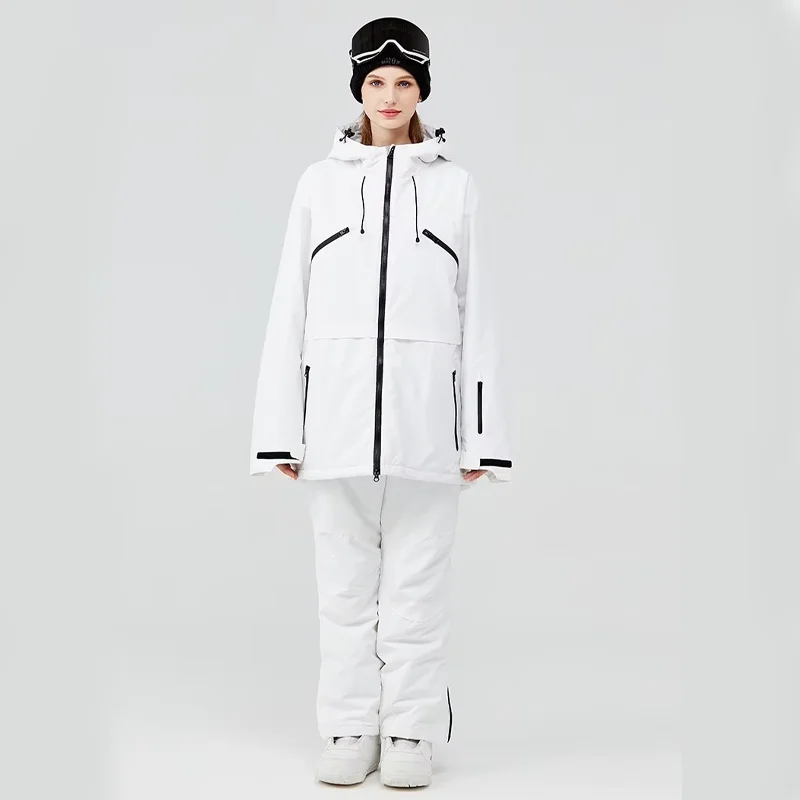 STLF مخصص قطعتين تنفس الدعاوى التزلج يندبروف الحمالات السراويل وسترة على الجليد للرجال النساء حجم كبير مريلة التزلج Pa #4