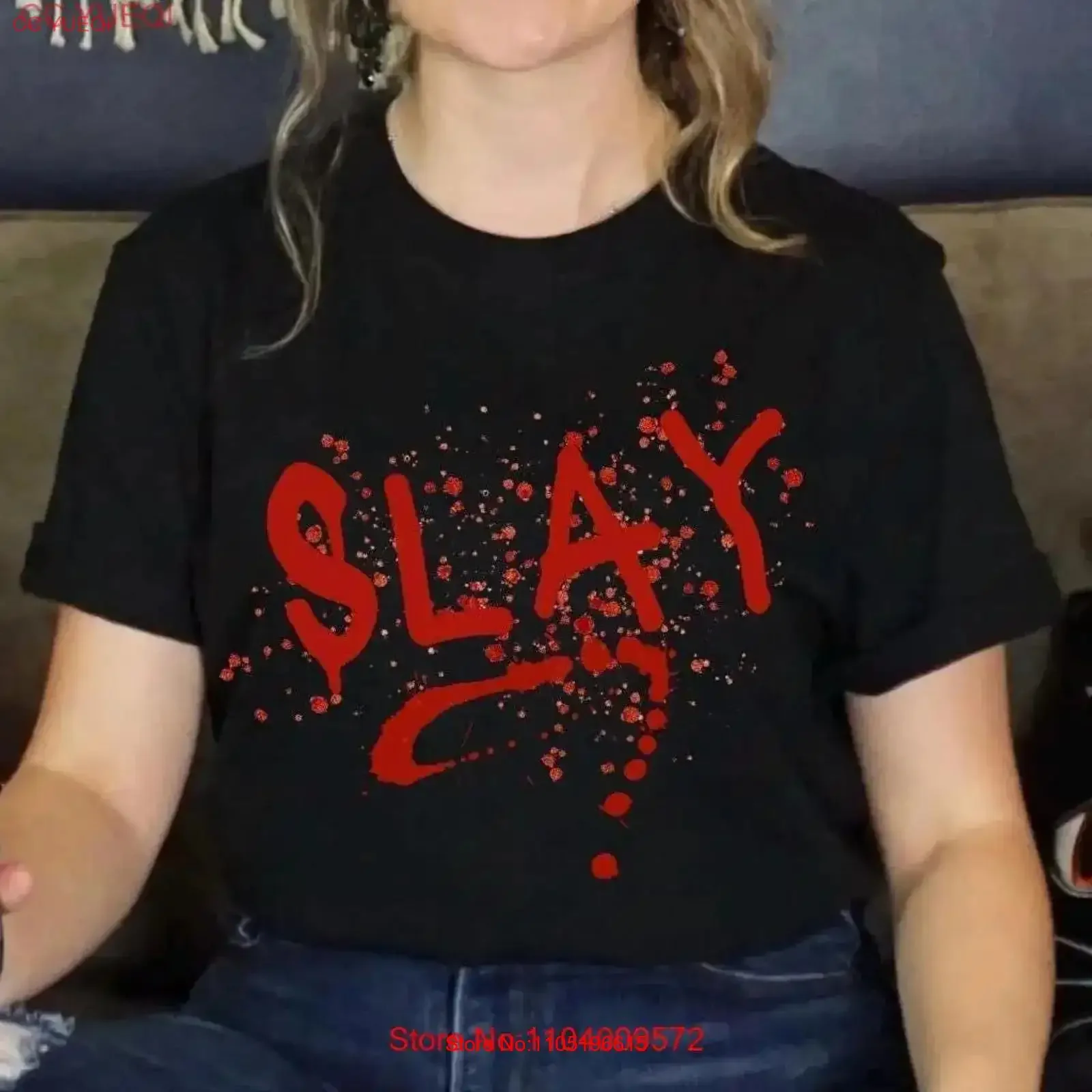 

Футболка Slay, футболка «Жуткий сезон», кровавая забавная футболка на Хэллоуин для фанатов ужасов, винтажная стираная дышащая футболка унисекс, растянутая