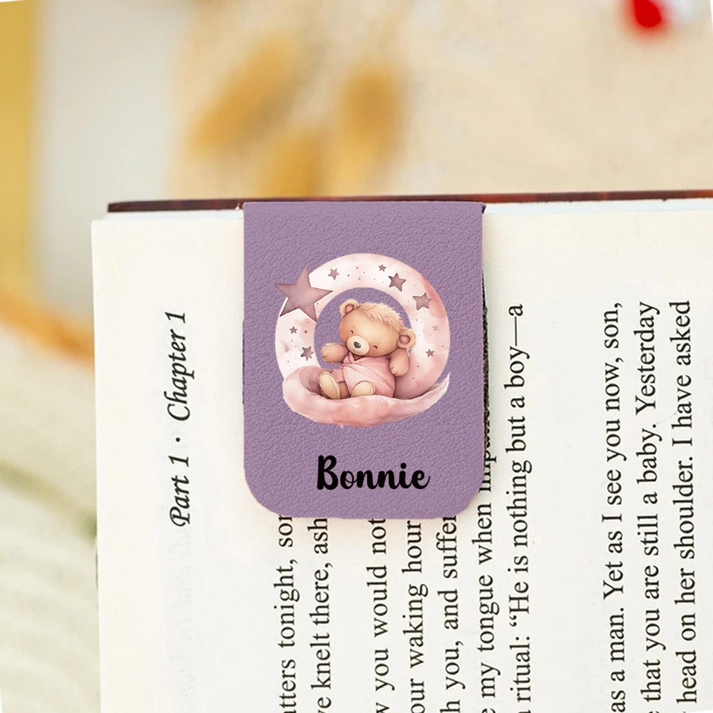 1PC NEW Teddy bear Custom Text Print Purple Book Clamp For Children Gifts