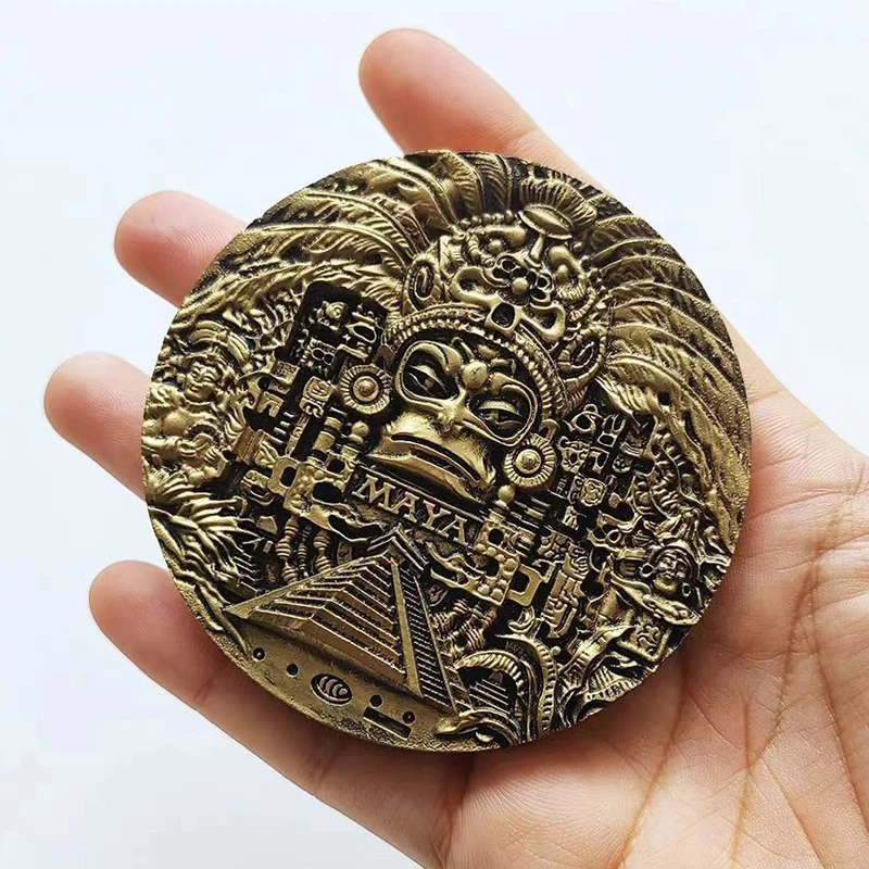 

Fidget Toys Adults Desk Fun 80MM Mayan Calendar Aztec Art Prophecy Culture Challenge Coin Commemorative Medals