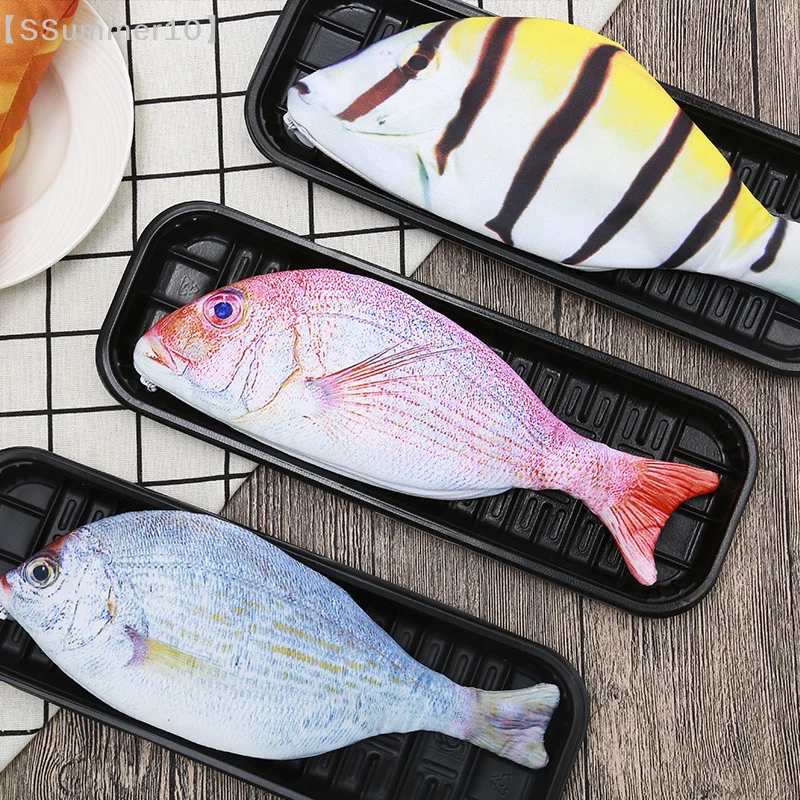 

【SSummer10】Cute Simulation Fish Kawaii Pencil Case - Cartoon Zipper Storage Bag Large Capacity Portable Pen Holder【SS】