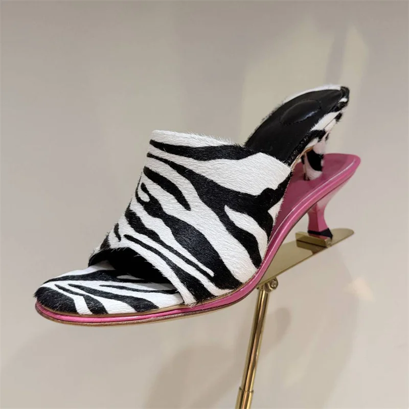 Hot Sale Peep Toe Women Leatehr Strange Heel Flat Slippers Ladies Slides High Quality Sexy Party Slippers Women Mujer